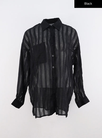 oversized-mesh-shirt-co306 / Black