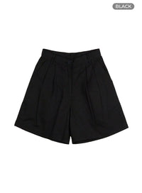 pintuck-cotton-shorts-ou418 / Black