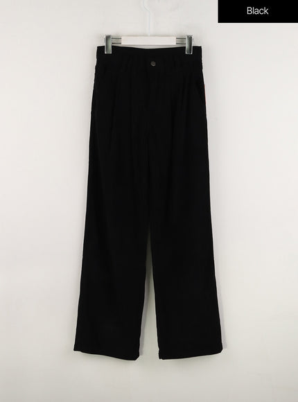 solid-corduroy-straight-leg-pants-od318 / Black