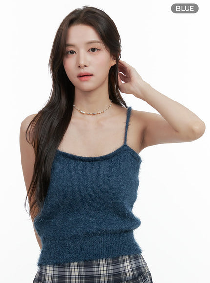 fuzzy-knit-cami-top-og409 / Blue