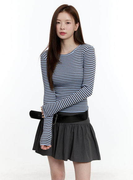 striped-slim-fit-long-sleeve-top-cm521 / Blue