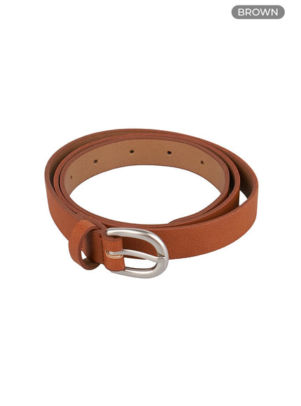 classic-thin-buckle-belt-oo416 / Brown