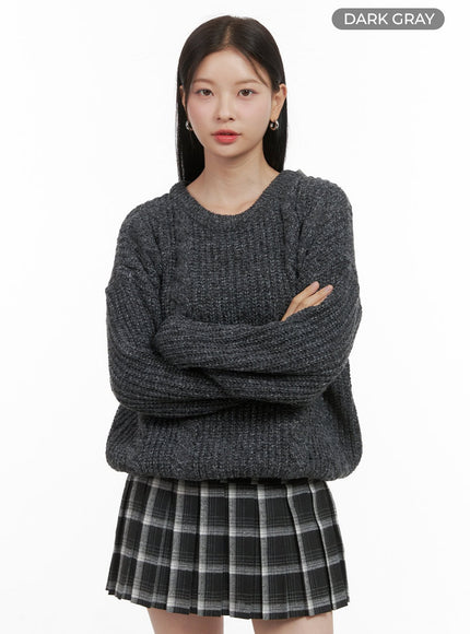 basic-crew-neck-long-sleeve-knit-os411 / Dark gray