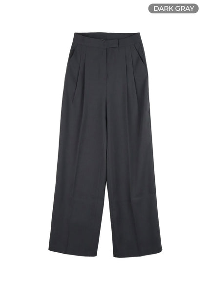 pintuck-loose-fit-trousers-oy409 / Dark gray