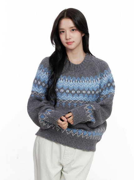 nordic-knit-sweater-co522 / Dark gray