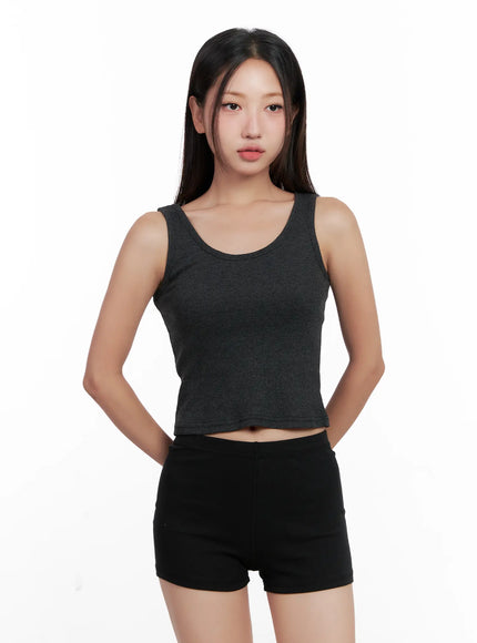 essential-ribbed-crop-tank-cl521 / Dark gray