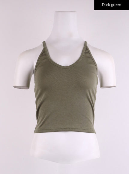 solid-halter-crop-top-cj425 / Dark green
