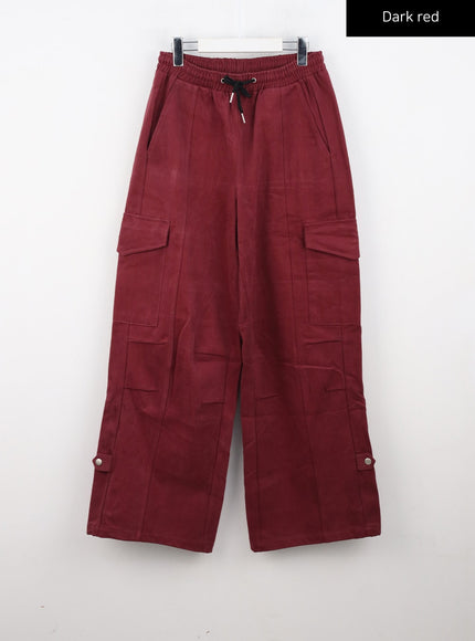 wide-leg-cargo-sweat-pants-cn303 / Dark red