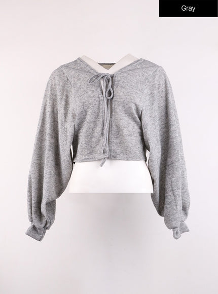 tie-bolero-cardigan-oj426 / Gray