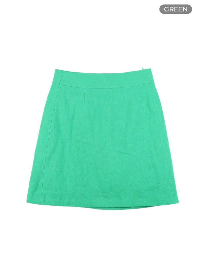 linen-mini-skirt-oy413 / Green
