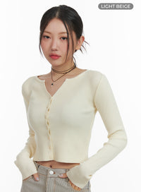 basic-cropped-cardigan-oa419 / Light beige