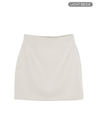 high-waist-solid-mini-skirt-ou413 / Light beige