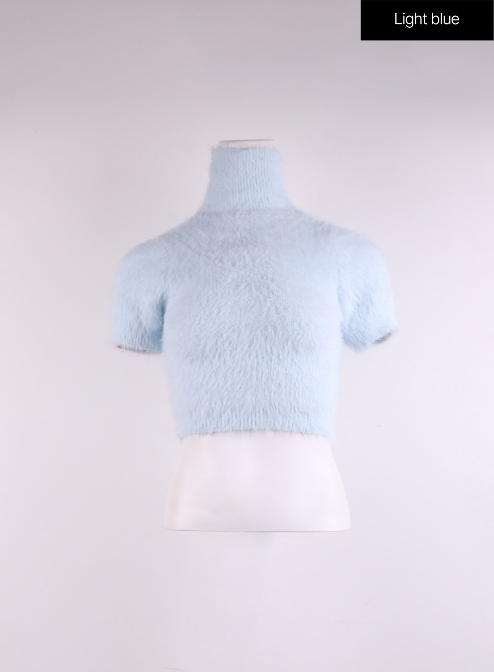 fuzzy-turtleneck-short-sleeve-sweater-cj429 / Light blue