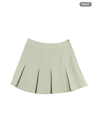 solid-pleated-mini-skirt-oy417 / Mint