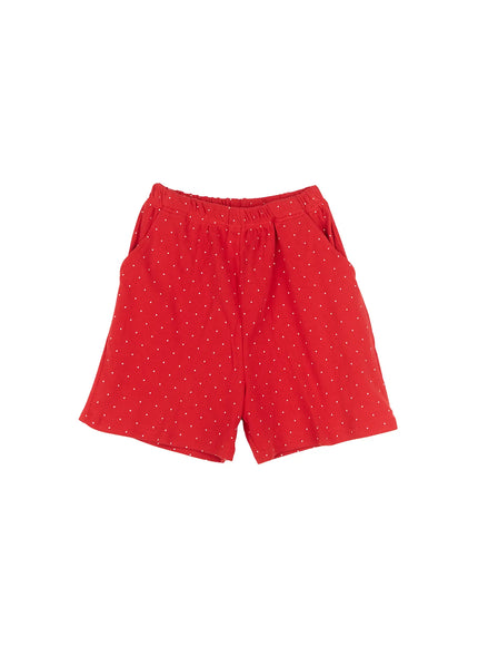 comfy-polka-dot-sweatshorts / Red