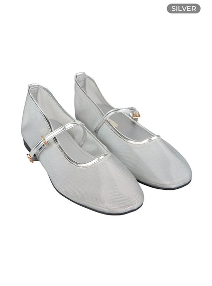 sheer-mary-jane-flats-ol430 / Silver