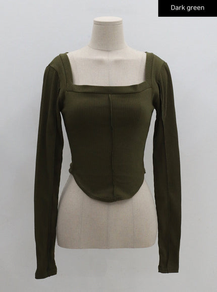 Square Neck Crop Long Sleeve Shirt CG16