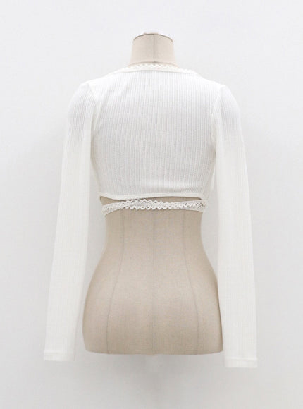 Lace Top And Cardigan Set CM324