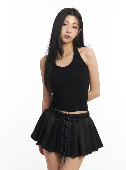 essential-halter-crop-tank-top-ca503 / Black