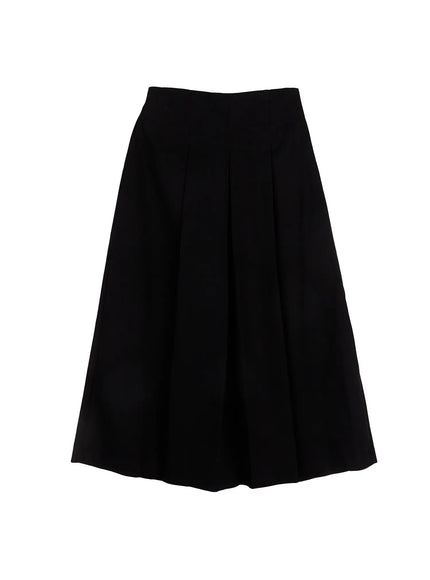 Elegant Pleated Flare Long Skirt F502