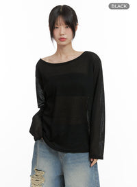 sheer-bliss-off-shoulder-sweater-cl412 / Black