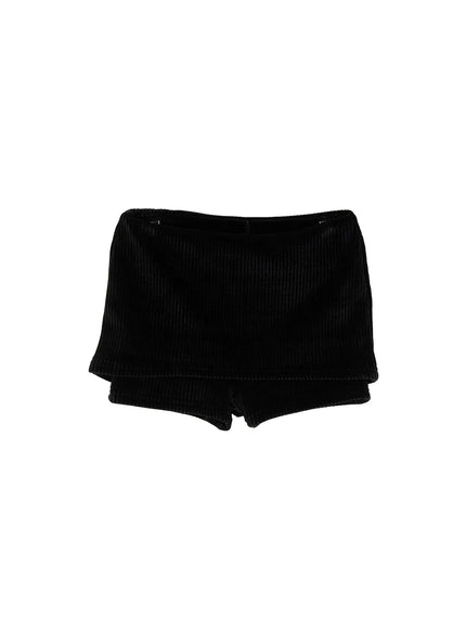 corduroy-low-rise-folded-shorts-cd517 / Black