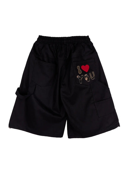 text-embroidered-bermuda-shorts-ca520 / Black