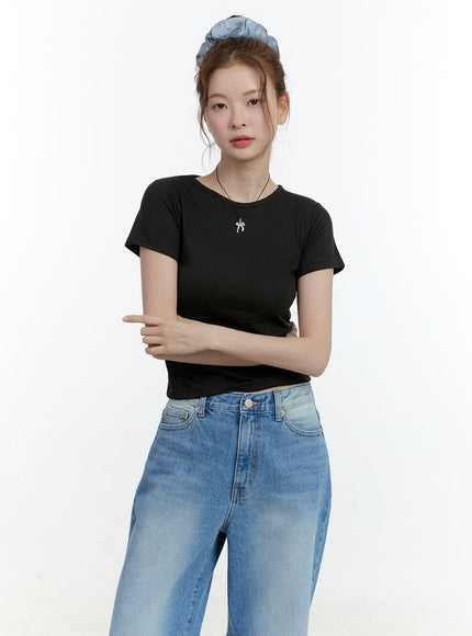 basic-short-sleeve-top-cf503 / Black