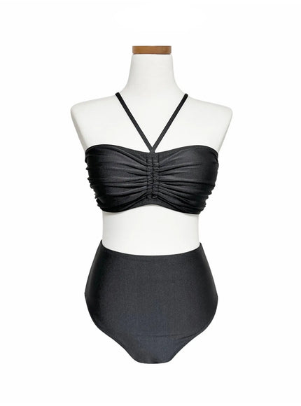 sweet-shimmer-ruched-bikini-set-iy514 / Dark gray