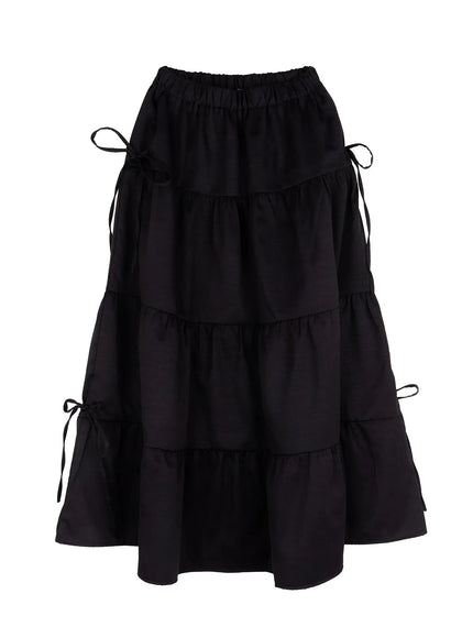 Elegant Ribbon Maxi Skirt F502