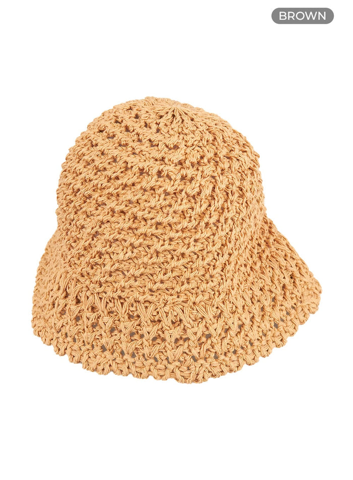 crochet-bucket-hat-cl410 / Brown