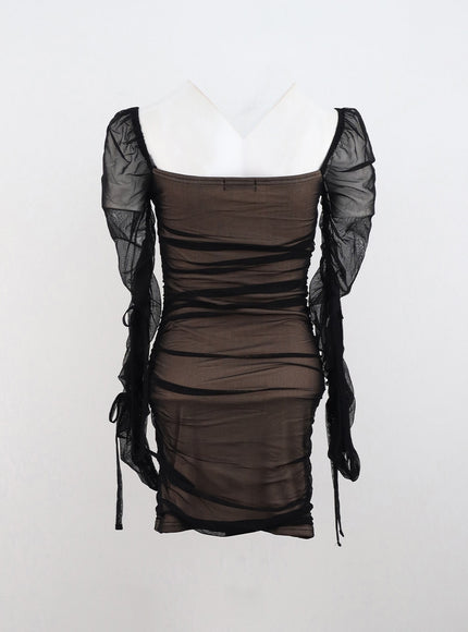 square-neck-shirring-mini-dress-cn317