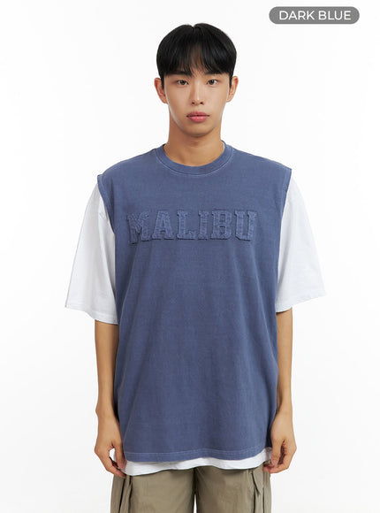 mens-oversize-contrasting-t-shirt-cl429 / Dark blue