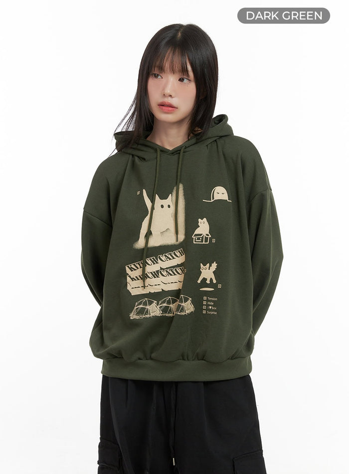 chic-graphic-hooded-sweatshirt-cs412 / Dark green