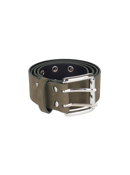 bold-eyelet-buckle-belt-cy527 / Dark green