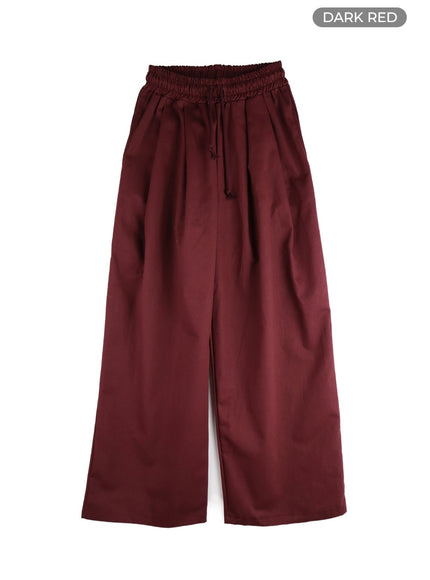 solid-elastic-waist-trousers-cm406 / Dark red