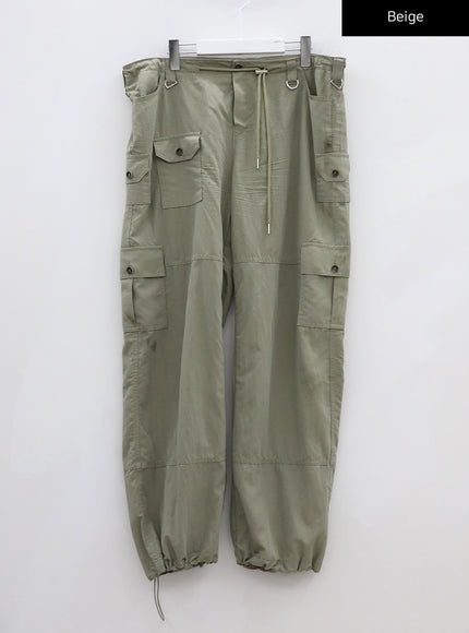 Drawstring Waist Wide Cargo Pants CU13