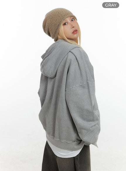 classic-washed-cotton-zip-up-hoodie-cs425 / Gray