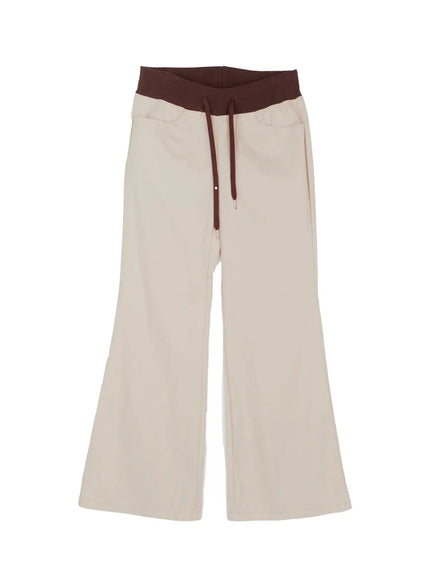 contrast-bootcut-cotton-pants-co515 / Light beige