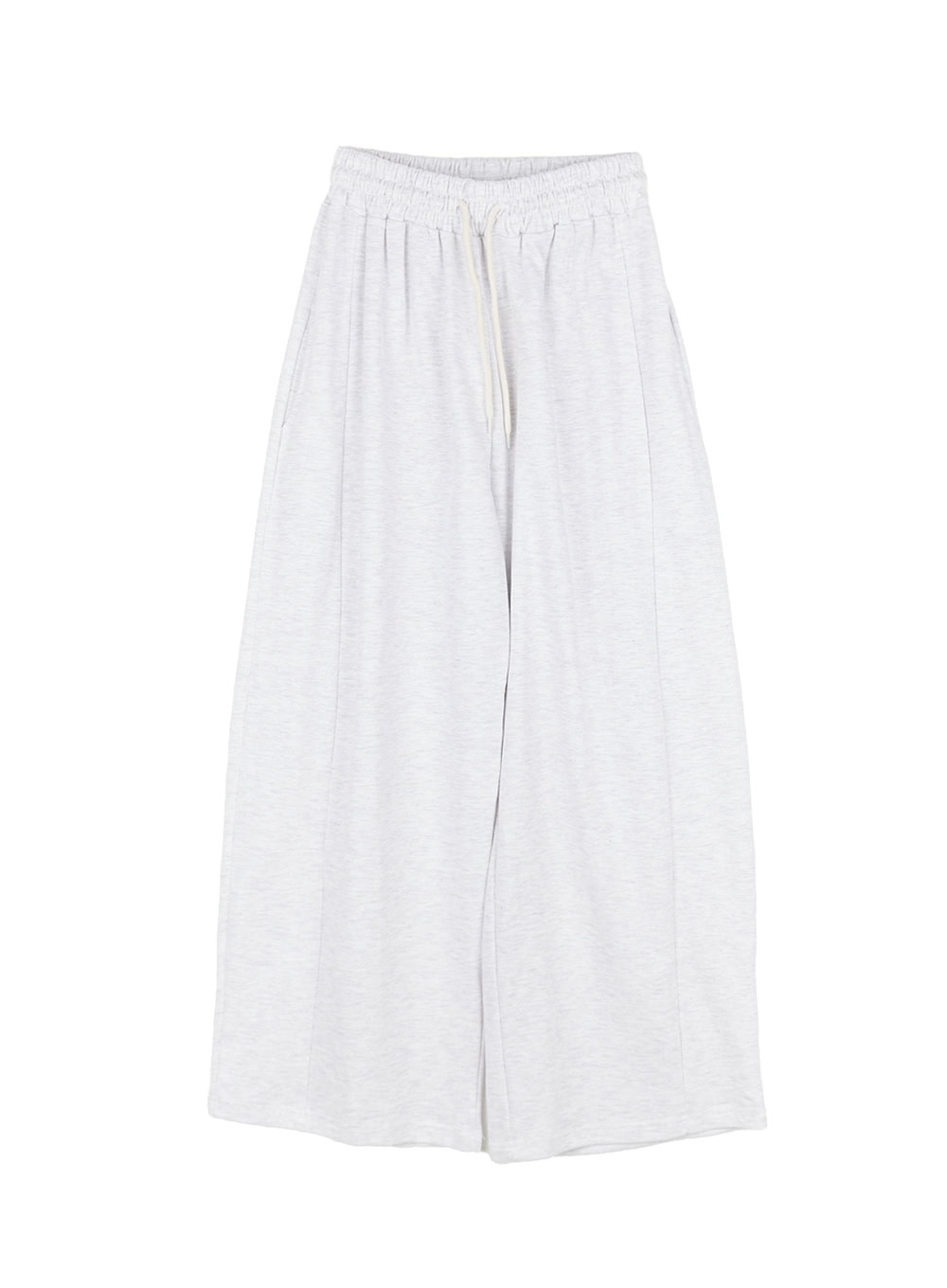adjustable-pintuck-wide-leg-sweatpants-cy521 / Light gray