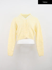 v-neck-crop-button-cardigan-on315 / Yellow