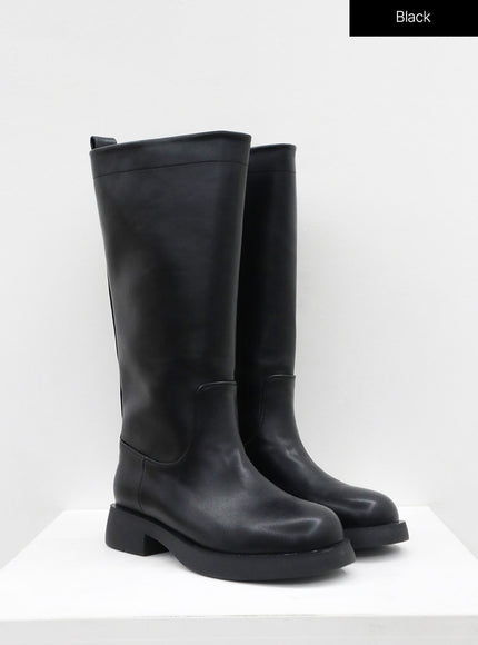 Basic Round Toe Wide Long Boots OS19