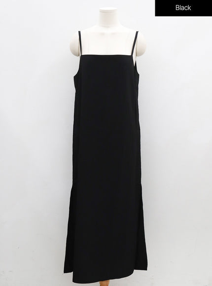Side Shirring Sleeveless Strap Maxi Dress OG12