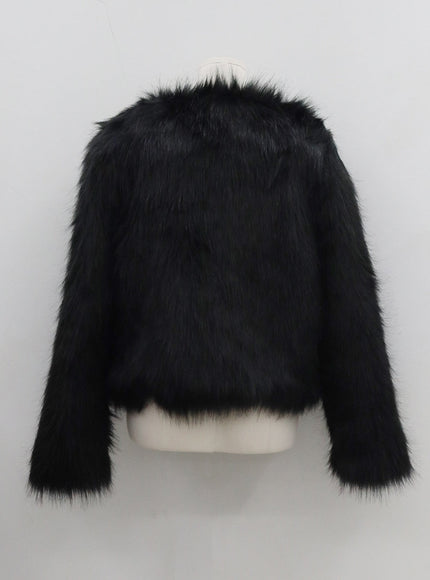 Faux Fur Hook Cropped Jacket CD21