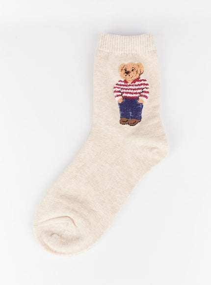 cuddle-standing-bear-socks-im531 / light beige