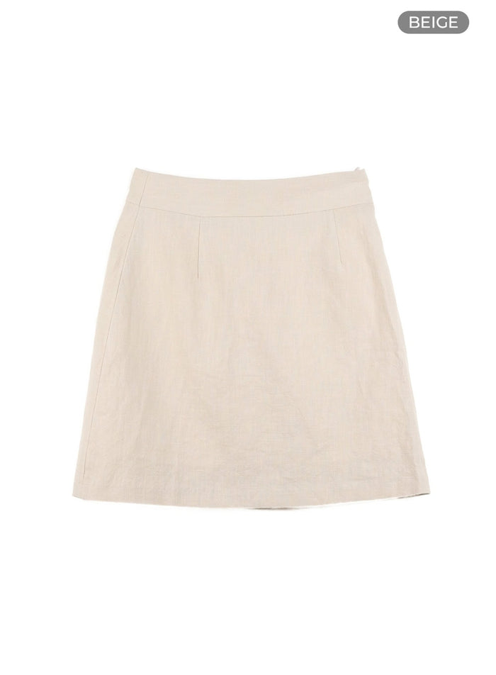 linen-mini-skirt-oy413 / Beige