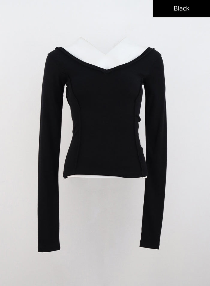 open-back-cut-out-knit-top-cn317 / Black