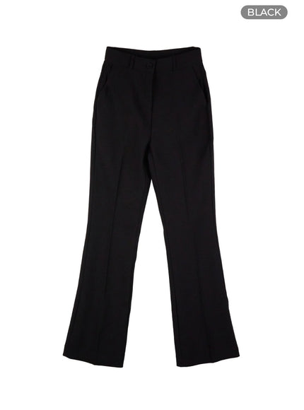 sleek-solid-flared-trousers-os423 / Black