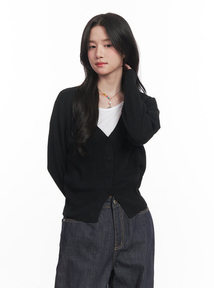 v-neck-cropped-cardigan-ca510 / Black