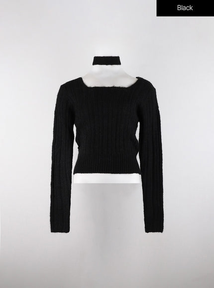 soft-square-neck-sweater-od318 / Black